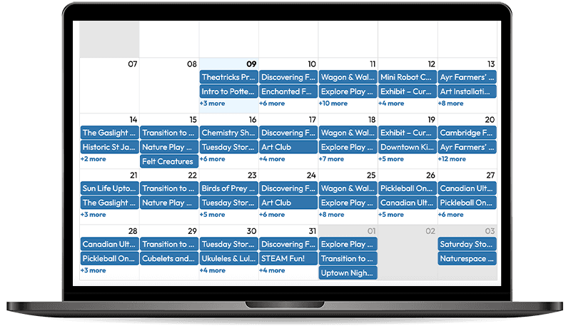 event calendar on a laptop