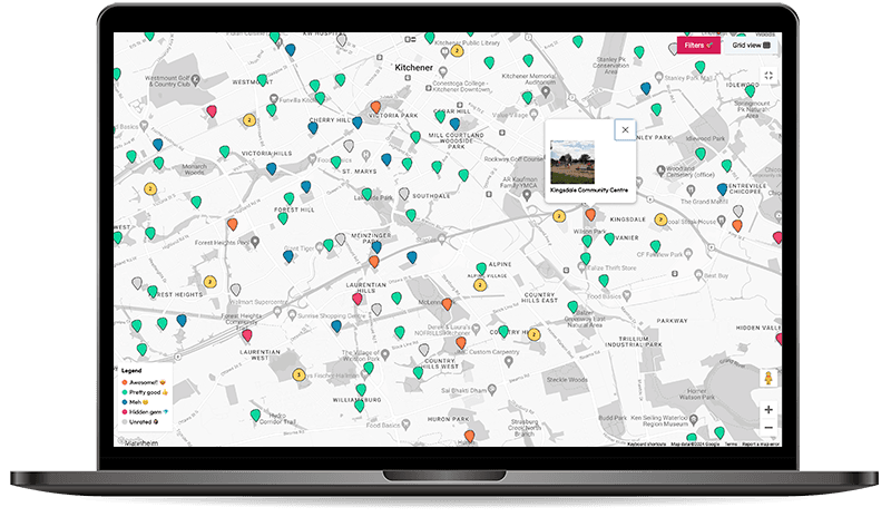 map of local playgrounds on a laptop